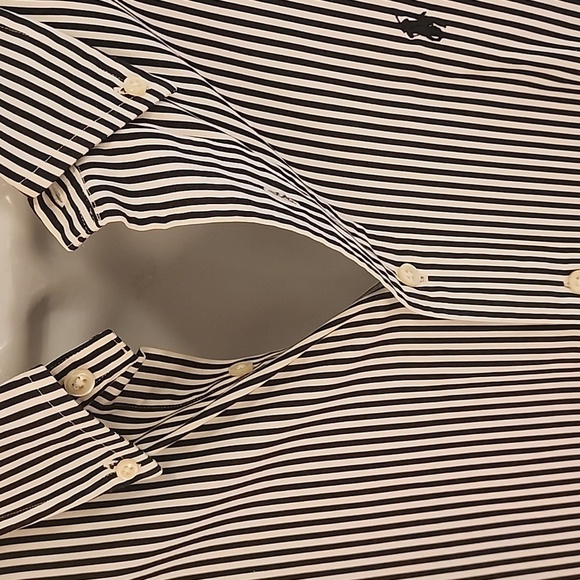 Ralph Lauren Classic Fit Long Sleeved Striped Shirt Blue White 16-32/33 - Picture 5 of 14
